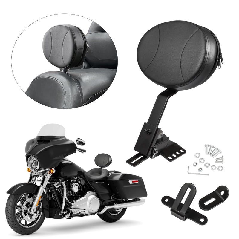 PBYMT Adjustable Plug-in Driver Backrest Rider Backrest Kit Compatible for Harley Touring Road King Street Glide Electra Glide 1997-2024 - Image 1